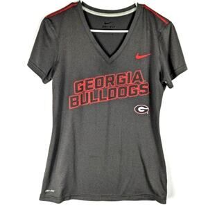 Nike Georgia Bulldogs Dri-Fit V-Neck Women’s S Gray Short Sleeve Athletic Top